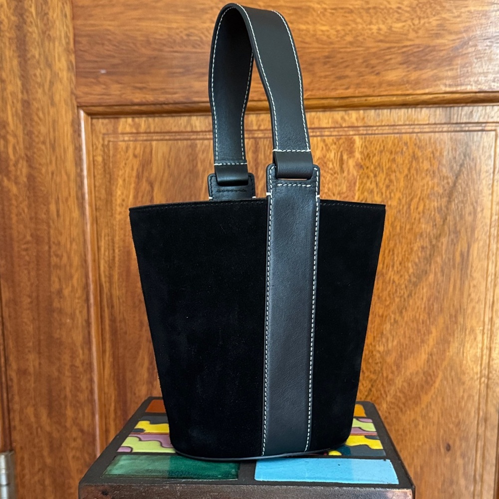 Vince Black Suede and Leather Tote